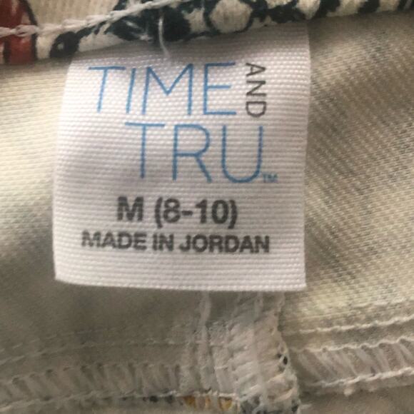 Time and Tru Womens White Floral Print Fitted Jegging M 8-10 Multicolored Floral - Picture 3 of 4